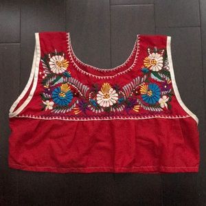 Embroidered red crop top